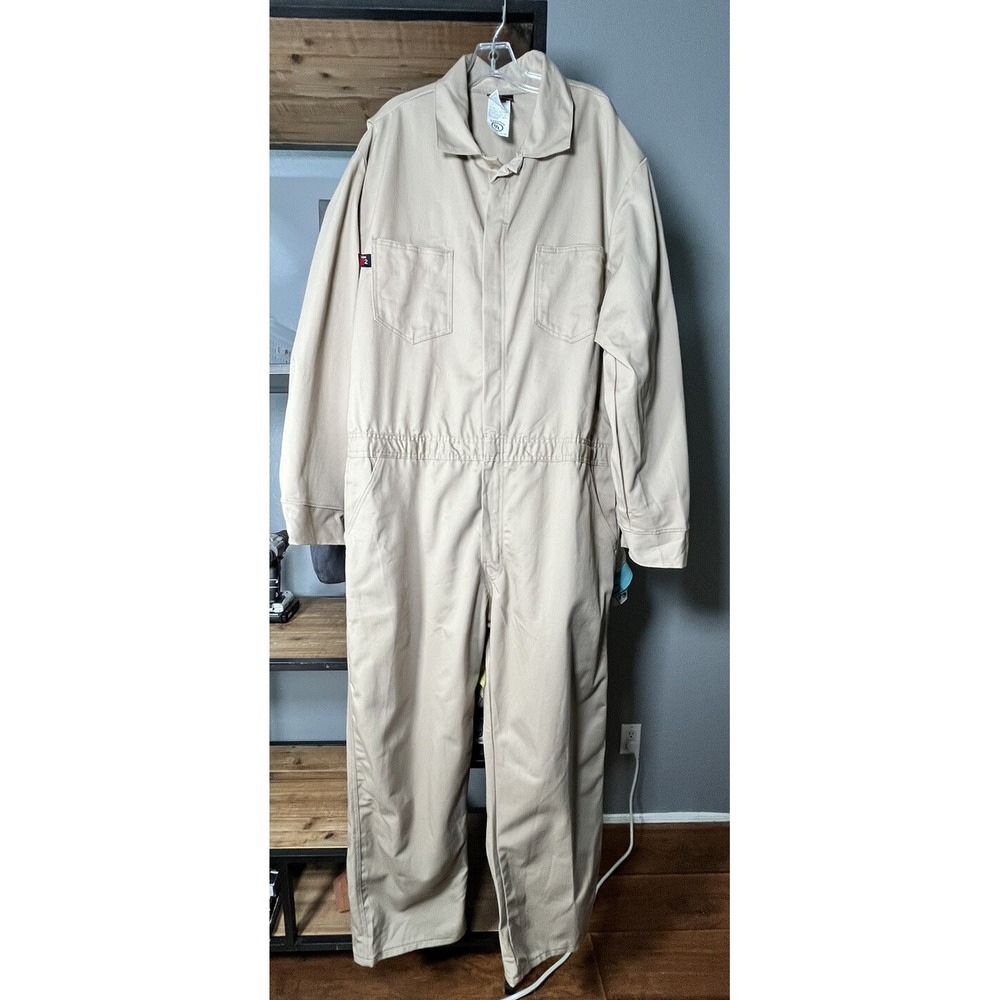Saf-Tech Indura 9 oz FR Khaki Contractor Coverall Mens 2XLT CJS1675